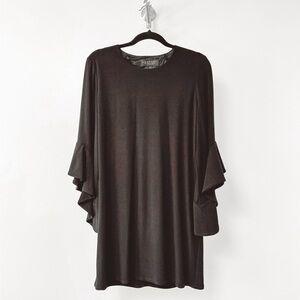 Laundry Shelli Segal‎ Dramatic Sleeve Fall Peekaboo Back Midi Dress Black